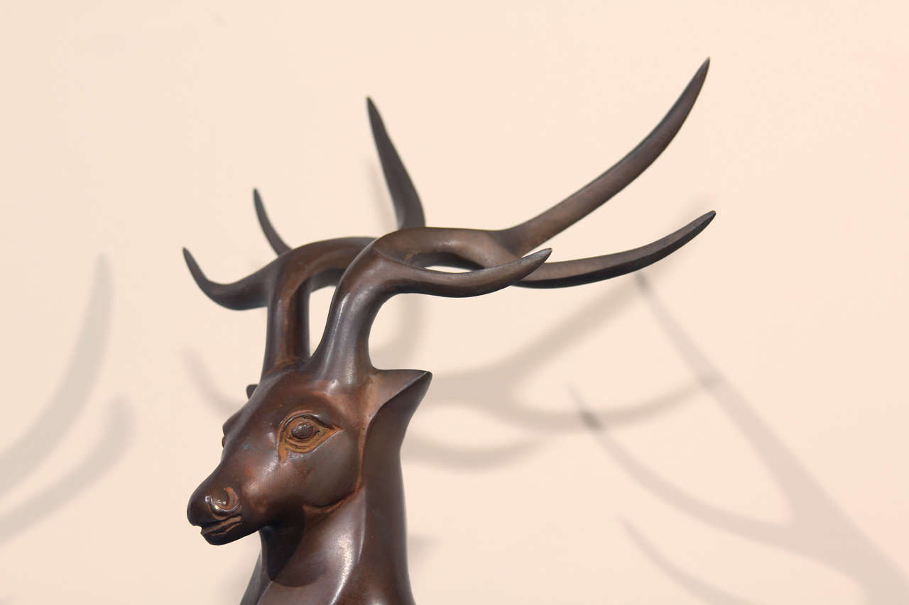 Art Deco Japanese Bronze Stag For Sale