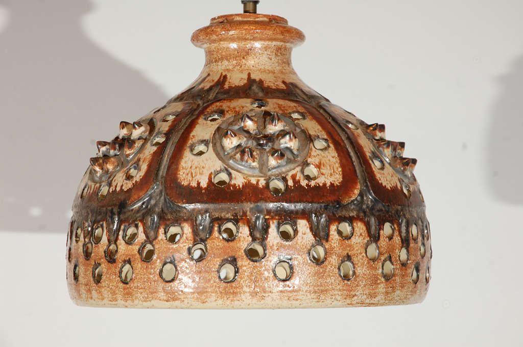 Signed Jette Helleroe Art Pottery Fixture In Excellent Condition For Sale In Los Angeles, CA
