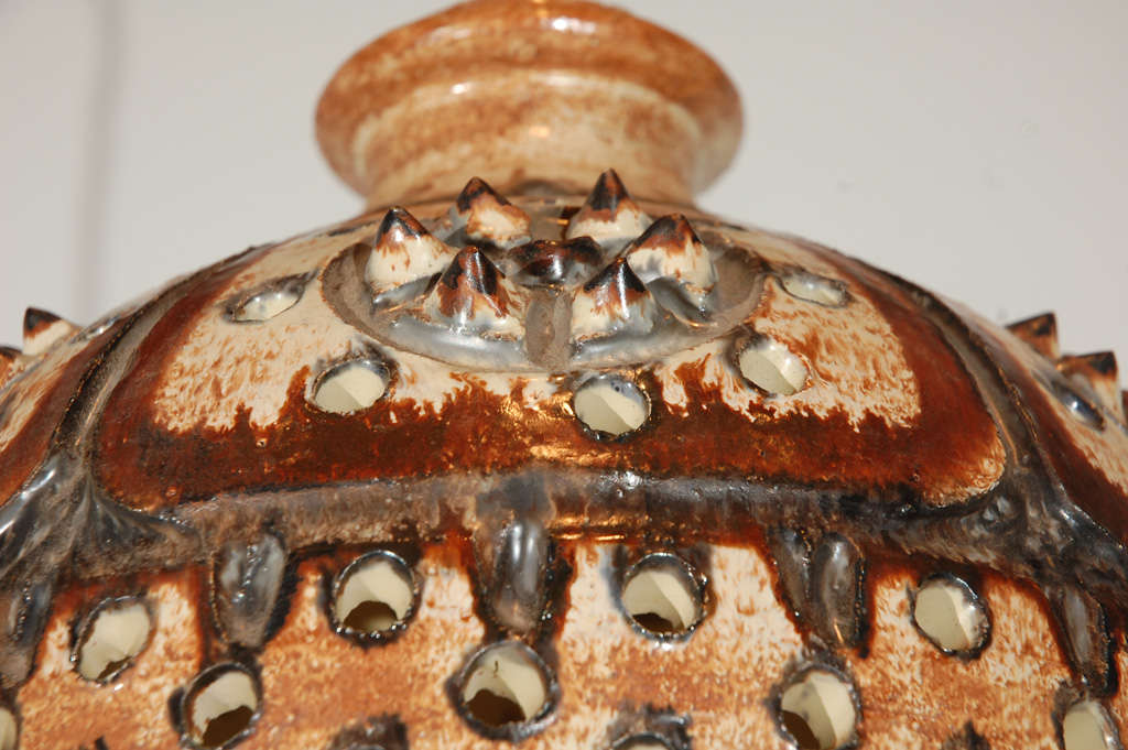 Mid-20th Century Signed Jette Helleroe Art Pottery Fixture For Sale