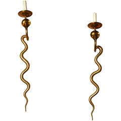 Unusual pair of snake sconces