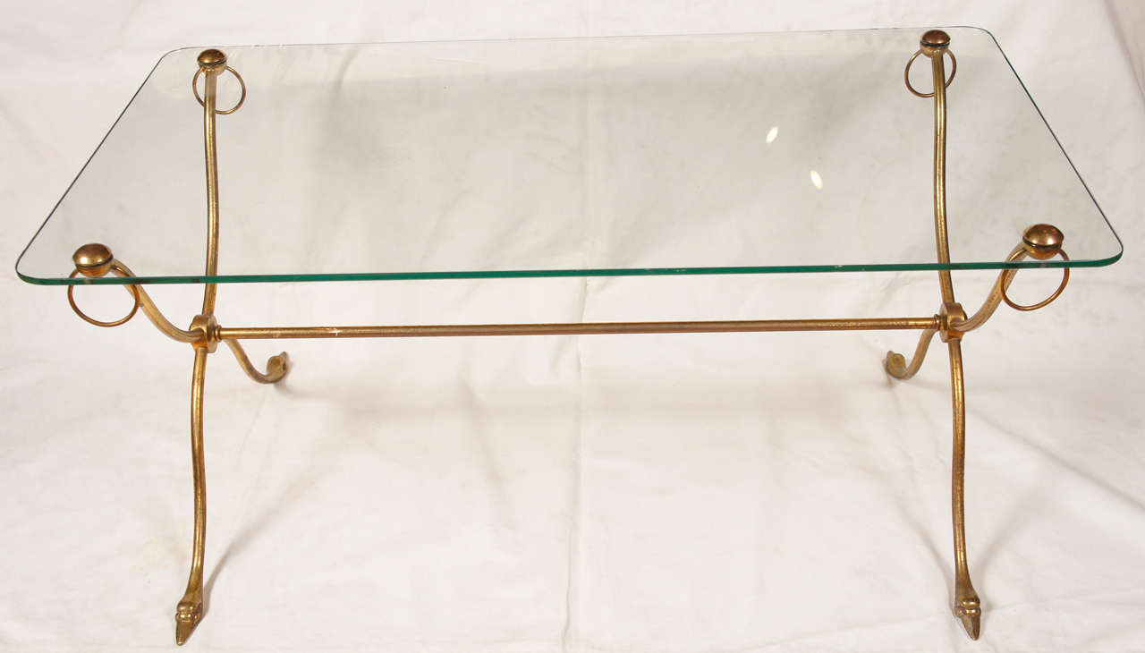 Swan Footed Brass French Coffee Table