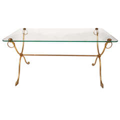 Swan Footed Brass French Coffee Table