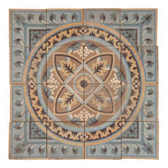 Encaustic Belgian Grape Motif Tiles in Circular Repeating Pattern