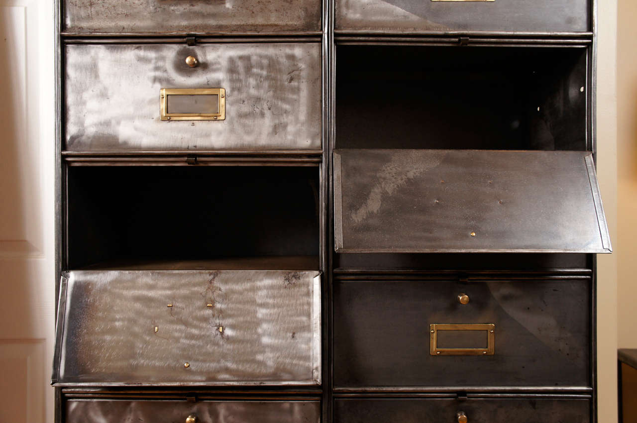 Mid-20th Century French Industrial Storage Cabinet, 20 Drawer