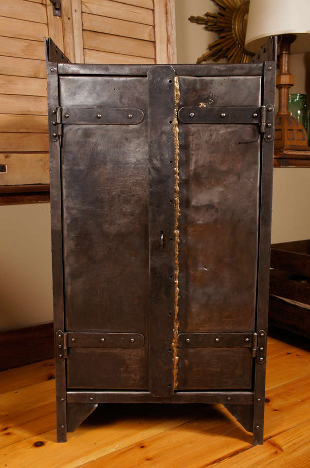 Industrial Iron French Two Door Cabinet