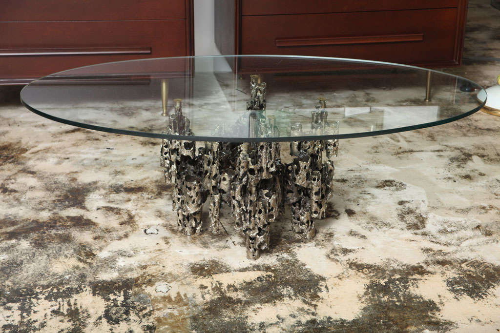 Brutalist table by Marcello Fantoni, Italy.  Fine sculptural form.  Signed.  *Notes: There is no sales tax on this item if it is being shipped out of the state of Florida (Objects20c/Objects In The Loft will need a copy of the shipping document).