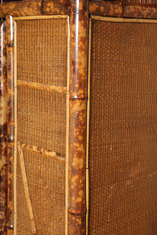 20th Century English Bamboo Armoire With Rattan 4
