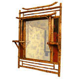 Antique Lovely 19th Century English Bamboo Mirror with Japanning