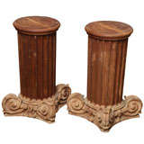 Pair of Carved Column Pedestals
