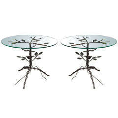 Pair of Black Wrought Iron End Tables 9