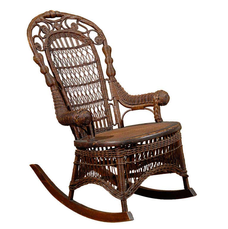 19th Century Small Wicker Rocker from England at 1stDibs
