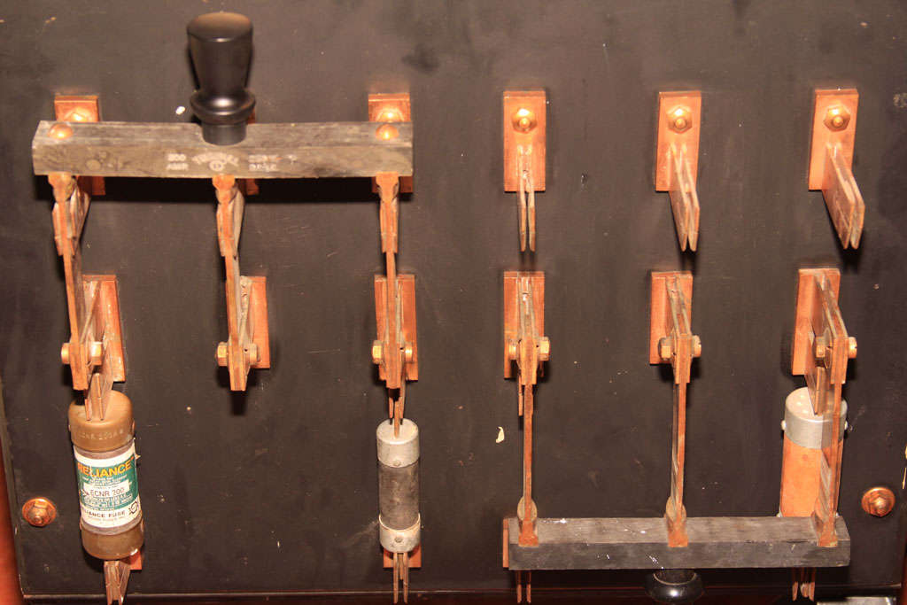 20th Century Old Seattle Hotel Copper Fuse Panel/Kill Switch