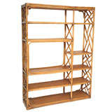Retro Chinese Chippendale Style Rattan Etagere