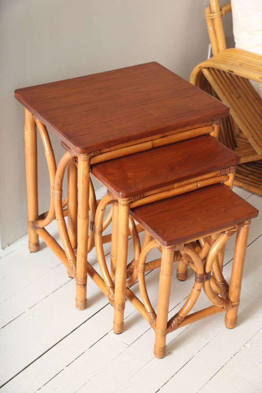 Vintage Rattan Nesting Tables at 1stDibs