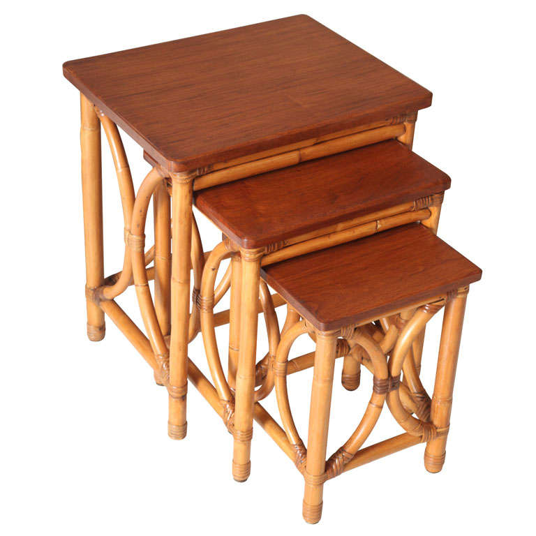 Vintage Rattan Nesting Tables at 1stDibs