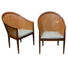 Pair of cane armchairs by Kipp Stewart for Directional 2