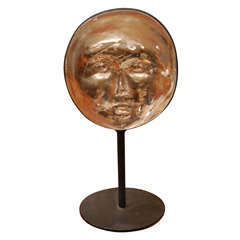 Erik Hoglund glass and metal stand face sculpture for Boda