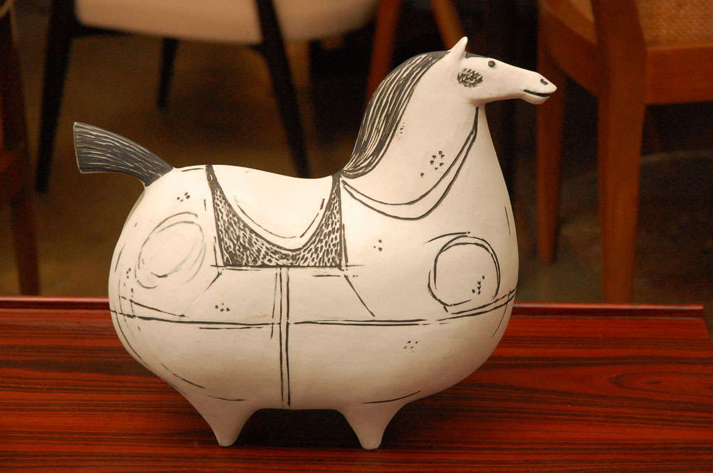 Swedish Stig Lindberg ceramic horse sculpture for Gustavsberg signed