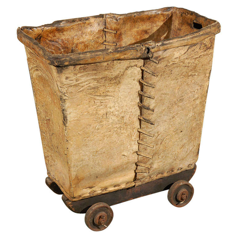 Old Skin Industrial Cart On Iron Wheels