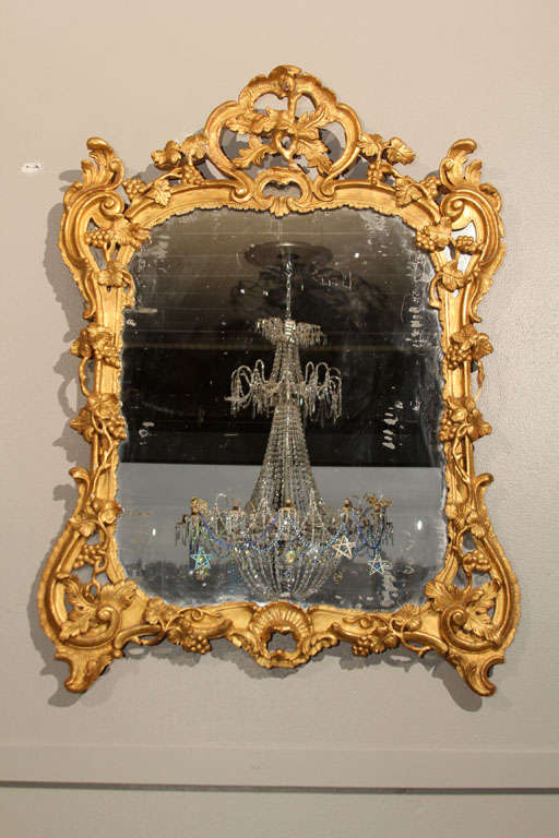 Important Louis VX Period Gilt Carved Grape Motif Mirror