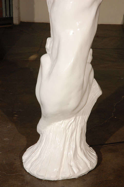 Pair Monumental White Lacquered Panther Lamps 1