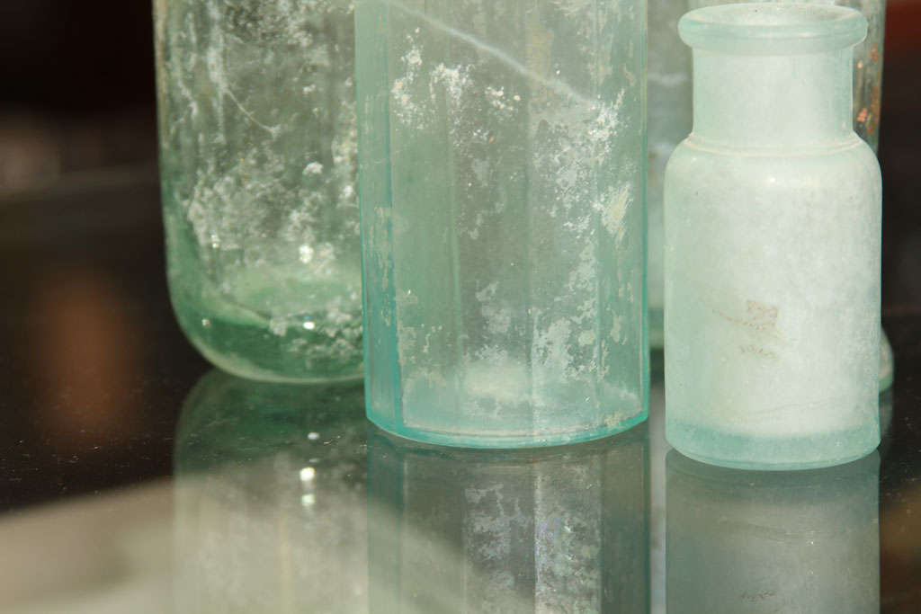 20th Century set of 5 aqua bottles
