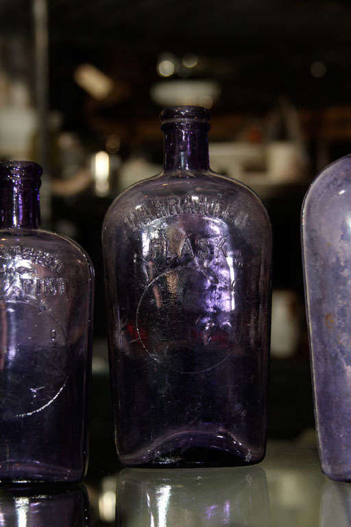 20th Century set of 3 purple bottles
