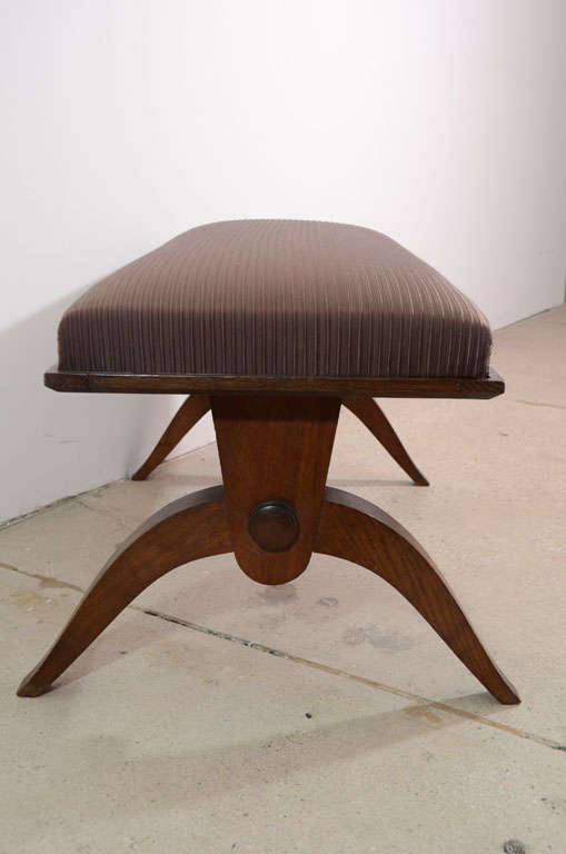 1940's Oak Bench by Dominique In Excellent Condition For Sale In New York, NY