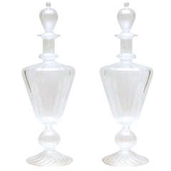 Vintage Pair Venetian Glass Decanters