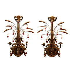 Pair of Carved and Gilded-wood Candle Sconces
