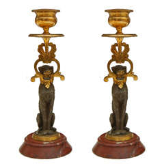 Fine Pair of French Aesthetics Movement Bronze Candlesticks
