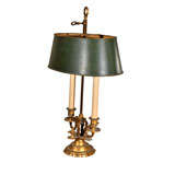 Gilt Bronze 2-Light Bouillotte Lamp, with tole shade