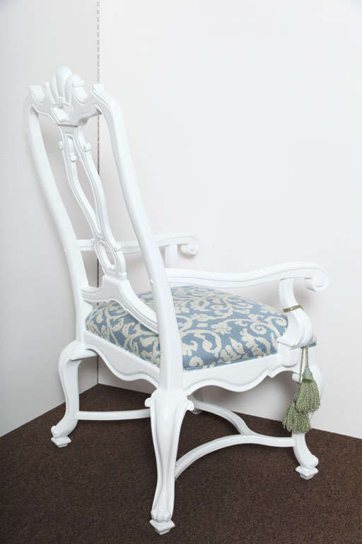Mid-20th Century Hollywood Glam White Lacquered Armchair For Sale