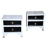 Hollywood Glam Pair of Oriental lacquered Night Tables
