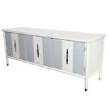 Very Lovely Low Dresser/Cabinet  White & Gray Lacquered