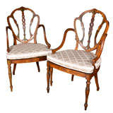 Vintage Pair of Adam Style Edwardian Satinwood Revival Chairs