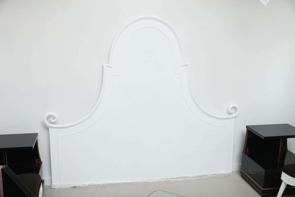 Hollywood Regency White Lacquer Headboard at 1stdibs