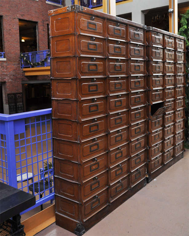 Pair of Faux Painted Metal Multi-Drawer Cabinets 1