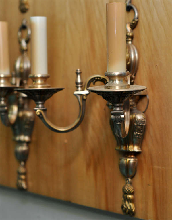Metal American silver wash two arm sconces