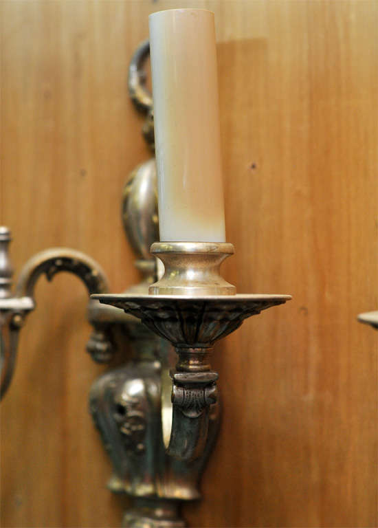 American silver wash two arm sconces 1