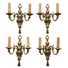 American silver wash two arm sconces