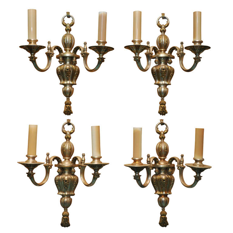 American silver wash two arm sconces