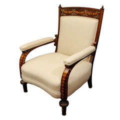 Solid Rosewood and rich inlay, British Empire Arm Chair