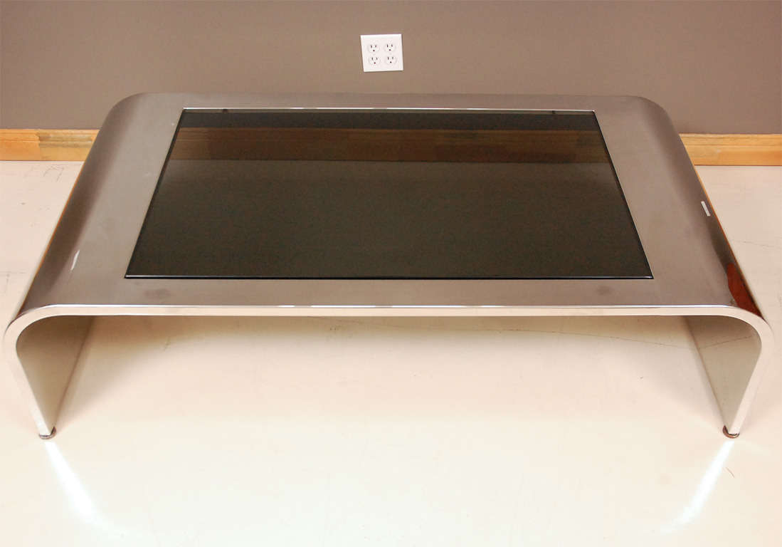 Pace Intl. Chrome And Smoked Glass Table