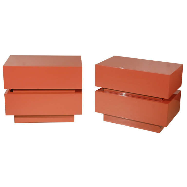 Pair Of StackedBox Night Stands at 1stdibs