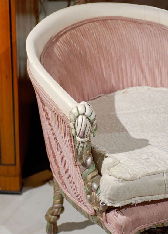 Italian Napoleon lll Style Rope & Tassel Chauffeuse Chair