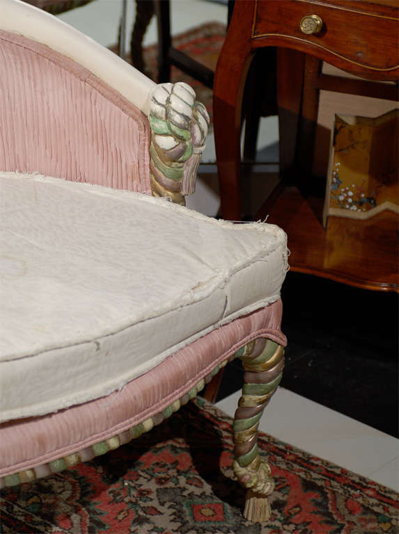 Napoleon lll Style Rope & Tassel Chauffeuse Chair In Fair Condition In Atlanta, GA