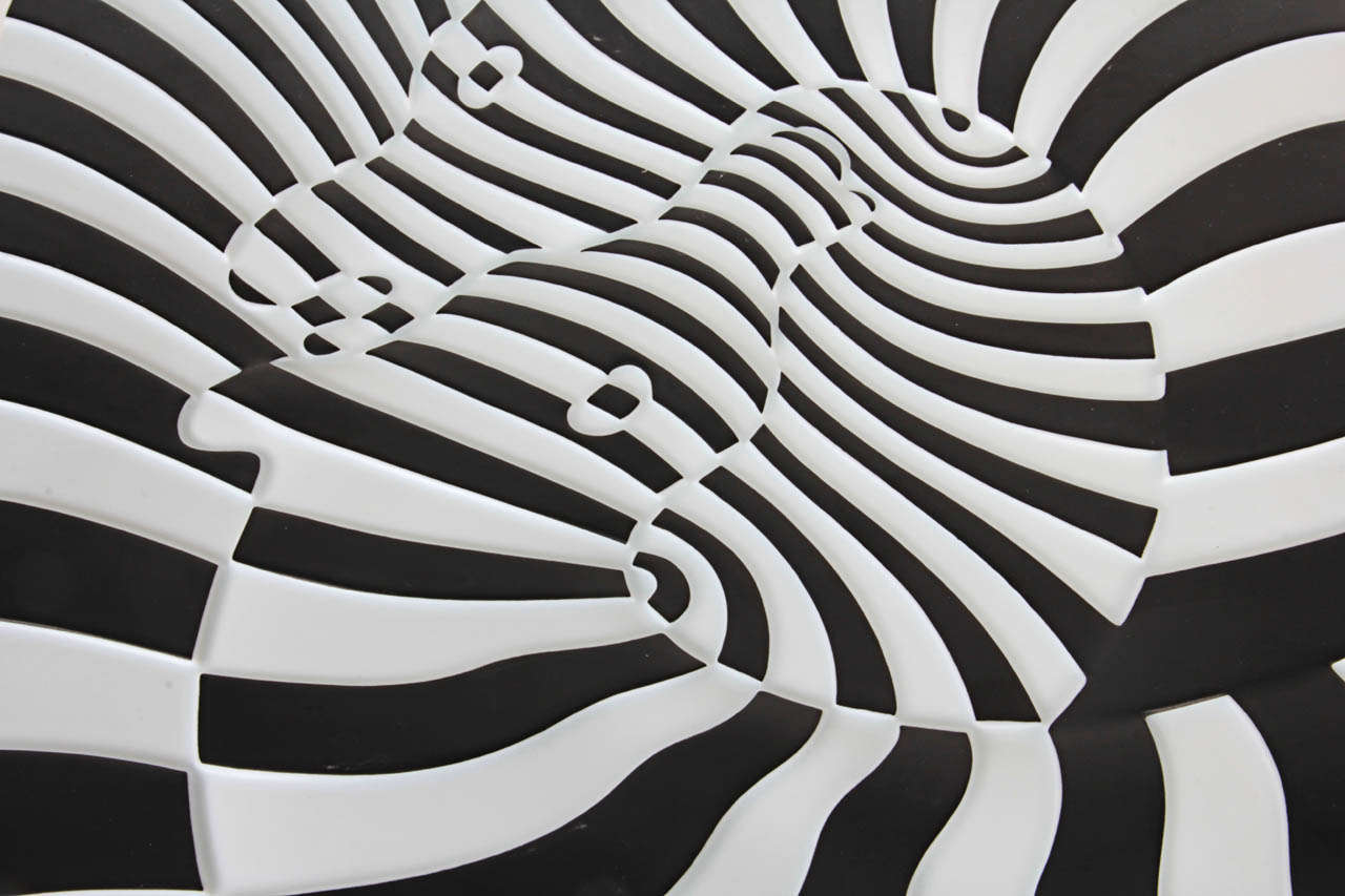 Zebra Porcelain Wall Sculpture by Victor Vasarely for Rosenthal In Excellent Condition For Sale In New York, NY