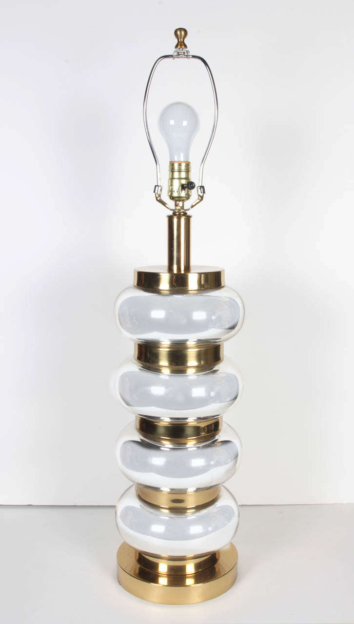 American Paul Hanson Mercury Glass and Brass Lamp
