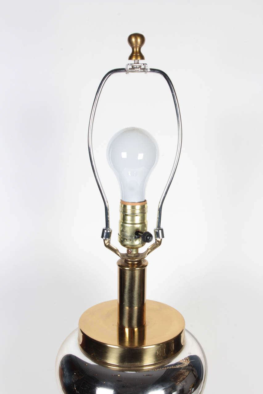 Mid-20th Century Paul Hanson Mercury Glass and Brass Lamp